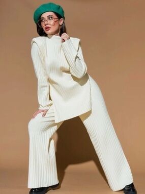 NWT Dressed in LALA Cream Ribbed Sweater